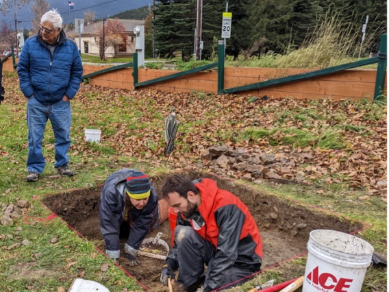 Students working in a field