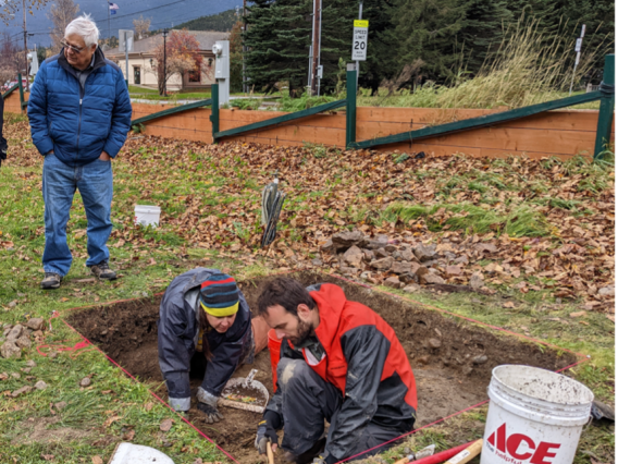 Students working in a field