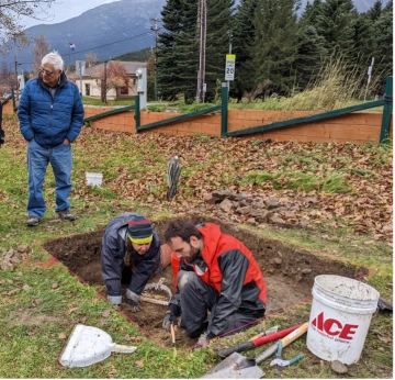 Students working in a field